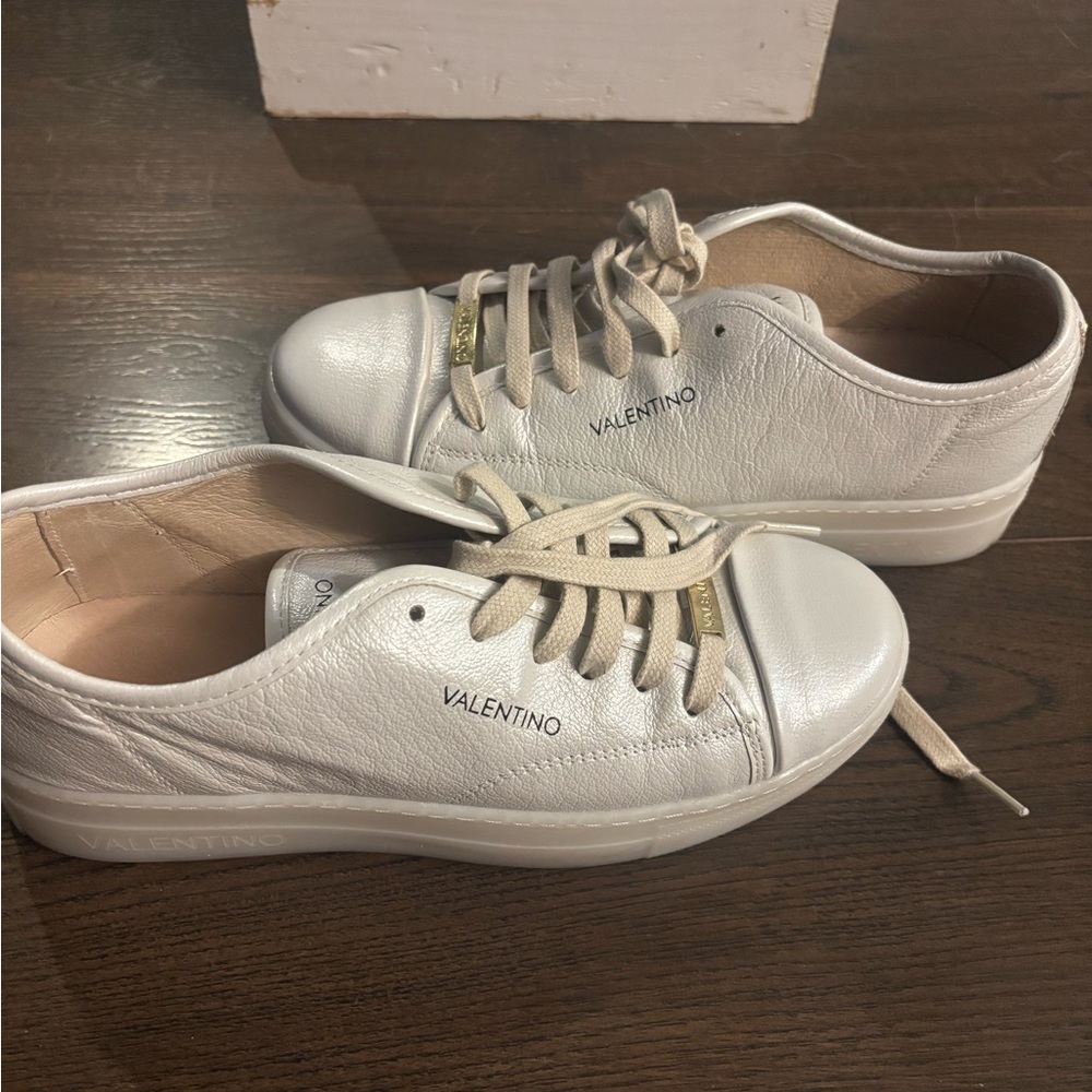 Valentino Women's Cream Leather Sneakers